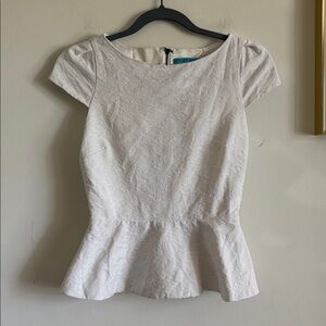 Alice + Olivia Poppy Peplum Top White Cap Sleeve Corset Panel Blouse